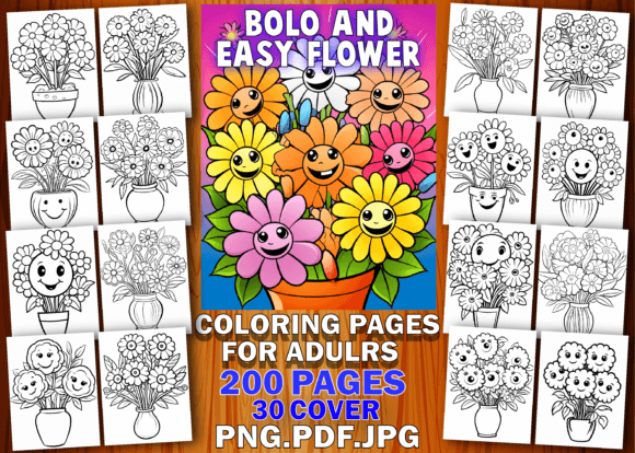 200 Bold and Easy Flower Coloring Pages