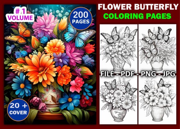 200 Flower Butterfly Coloring Pages: A Complete Digital Toolkit for Adult Coloring Book Creators