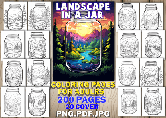 200 Landscapes in a Jar Coloring Pages: A Print-Ready Interior Designed for KDP Success