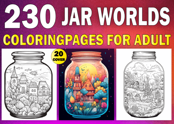 230 Jar Worlds Coloring Pages for Adults
