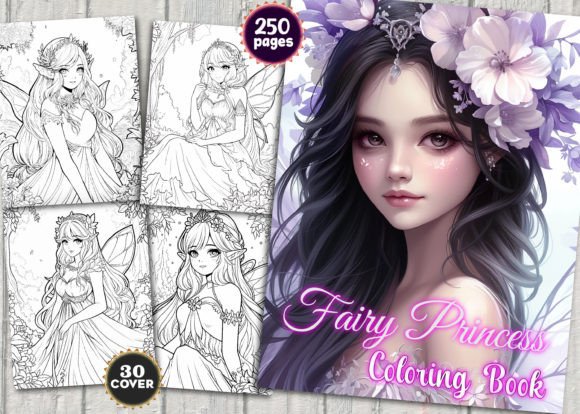 250 Fairy Princess Coloring Pages - KDP