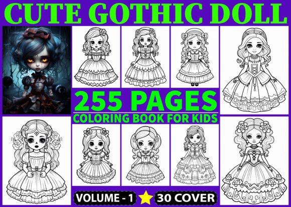 255 Cute Gothic Dolls Coloring Pages KDP
