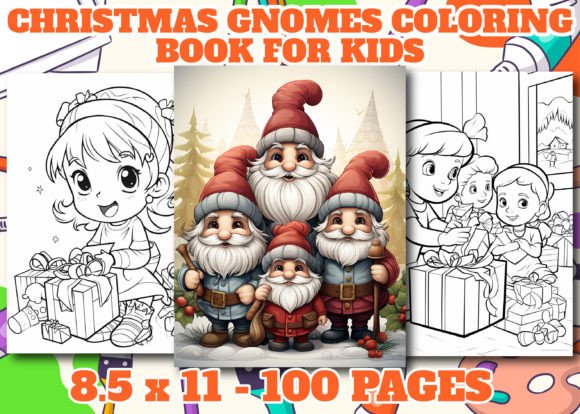 Cute Christmas Gnomes Coloring Pages