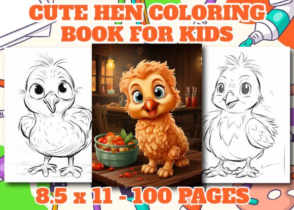 Cute Hen Coloring Pages for Kids