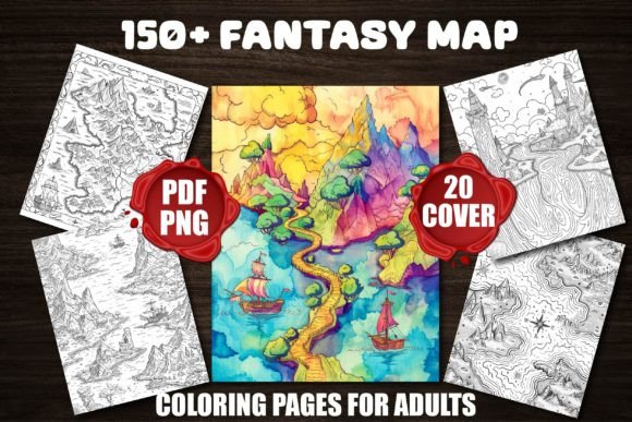 Fantasy Map Coloring Pages for Adults