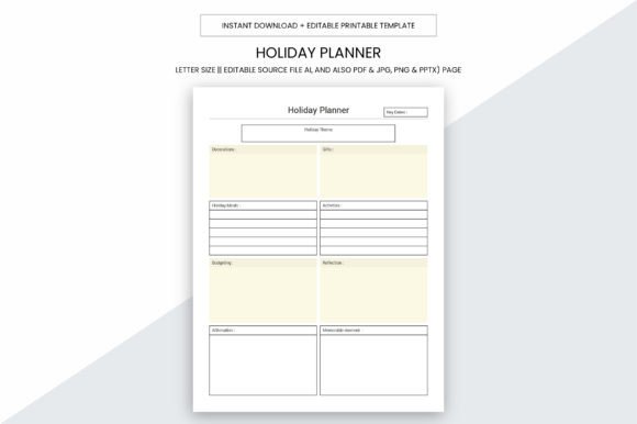 Holiday Planner Printable Page