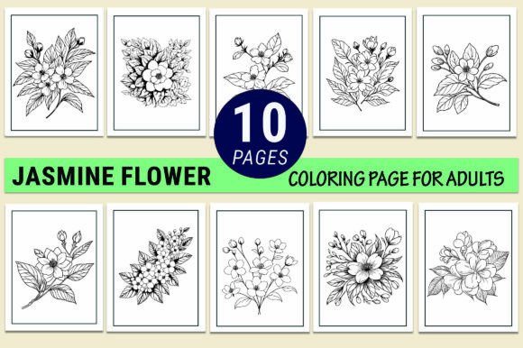 Jasmine Flower Coloring Pages for Adults: A Versatile Digital Printable Waterlily Coloring Book for KDP & Creative Projects