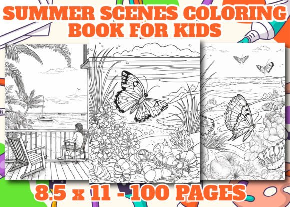 Summer Scenes Coloring Pages Adult