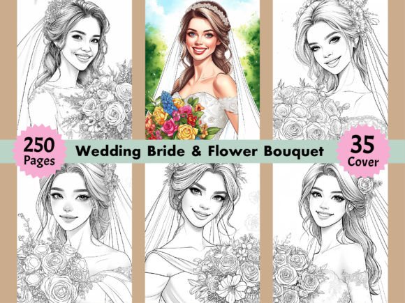 Wedding Bride Flower Bouquet Coloring
